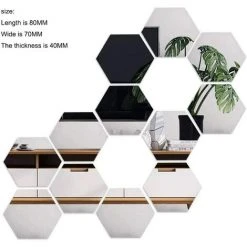 Kueatily Miroir Hexagonal Pour Porte D'Armoire Géométriques Hexagone Muraux Miroirs Bricolage Décoratif 3D Hexagone Acrylique Miroir Pour La Maison Salon Canapé Tv Réglage Décoration Murale Argent 8 Kueatily Miroir Hexagonal Pour Porte D'Armoire Géométriques Hexagone Muraux Miroirs Bricolage Décoratif 3D Hexagone Acrylique Miroir Pour La Maison Salon Canapé Tv Réglage Décoration Murale Argent -Miroir Soldes Boutique 28507286 2