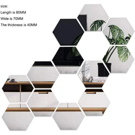 Kueatily Miroir Hexagonal Pour Porte D'Armoire Géométriques Hexagone Muraux Miroirs Bricolage Décoratif 3D Hexagone Acrylique Miroir Pour La Maison Salon Canapé Tv Réglage Décoration Murale Argent 4 Kueatily Miroir Hexagonal Pour Porte D'Armoire Géométriques Hexagone Muraux Miroirs Bricolage Décoratif 3D Hexagone Acrylique Miroir Pour La Maison Salon Canapé Tv Réglage Décoration Murale Argent – Image 2