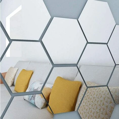 Kueatily Miroir Hexagonal Pour Porte D'Armoire Géométriques Hexagone Muraux Miroirs Bricolage Décoratif 3D Hexagone Acrylique Miroir Pour La Maison Salon Canapé Tv Réglage Décoration Murale Argent 5 Kueatily Miroir Hexagonal Pour Porte D'Armoire Géométriques Hexagone Muraux Miroirs Bricolage Décoratif 3D Hexagone Acrylique Miroir Pour La Maison Salon Canapé Tv Réglage Décoration Murale Argent – Image 3