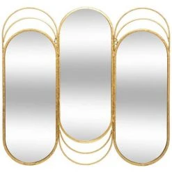 Atmosphera - Miroir Mural Triptyque En Métal Doré 72 X 69 Cm - Doré
