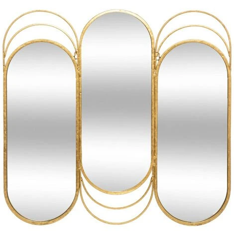 Atmosphera - Miroir Mural Triptyque En Métal Doré 72 X 69 Cm - Doré 3 Atmosphera - Miroir Mural Triptyque En Métal Doré 72 X 69 Cm - Doré