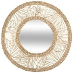 ATMOSPHERA CRÉATEUR D'INTÉRIEUR Miroir Rond Seagrass Fleur D58 - Beige