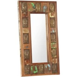 Miroir Avec Revêtement Bouddha 50x80 Cm Bois De Récupération VidaXL