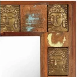 Miroir Avec Revêtement Bouddha 50x80 Cm Bois De Récupération VidaXL -Miroir Soldes Boutique 29350387 4
