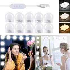 DONTODENT Lampe De Miroir à 10 LED,LED Lumière De Miroir Coiffeuse Pour Cosmétique Salle/Coiffeuse