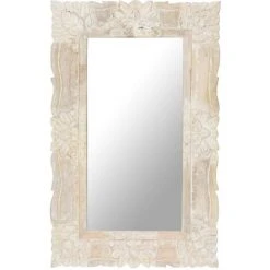 VidaXL Miroir Blanc 80x50 Cm Bois De Manguier Massif - Blanc