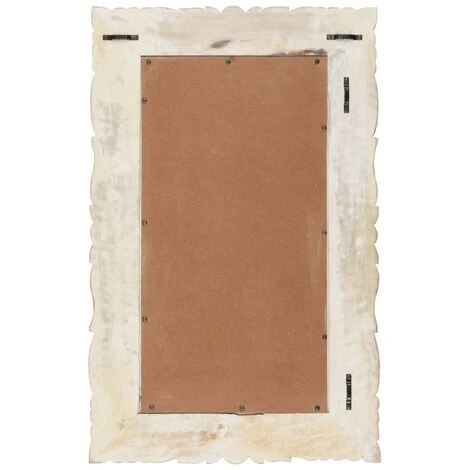 VidaXL Miroir Blanc 80x50 Cm Bois De Manguier Massif - Blanc 5 VidaXL Miroir Blanc 80x50 Cm Bois De Manguier Massif - Blanc – Image 3