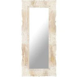 VidaXL Miroir Blanc 110x50 Cm Bois De Manguier Massif - Blanc