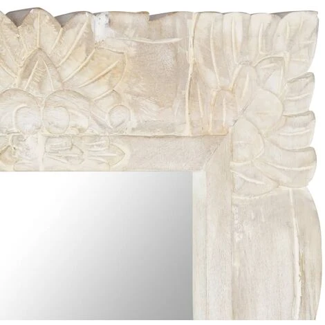 VidaXL Miroir Blanc 110x50 Cm Bois De Manguier Massif - Blanc 6 VidaXL Miroir Blanc 110x50 Cm Bois De Manguier Massif - Blanc – Image 4