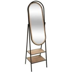 Atmosphera - Miroir Sur Pied En Bois Et Métal Avec 2 étagères 160 X 44 Cm - Multicolore -Miroir Soldes Boutique 30107657 2