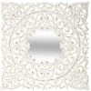 Atmosphera - Miroir Mural En Bois Blanc Sculpté Aspect Vieilli 58 X 58 Cm - Blanc -Miroir Soldes Boutique 30107922 1