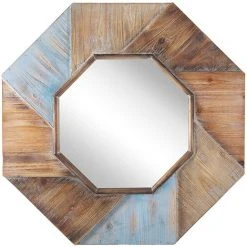 BELIANI Miroir En Bois Solide Multicolore 77x77 - Multicolore