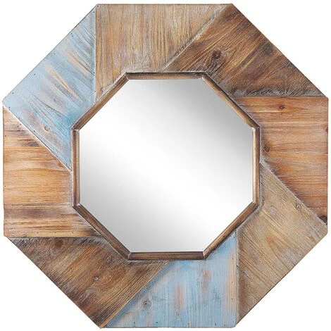 BELIANI Miroir En Bois Solide Multicolore 77x77 - Multicolore 3 BELIANI Miroir En Bois Solide Multicolore 77x77 - Multicolore