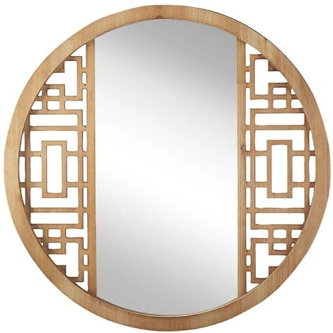BELIANI Miroir En Bois Solide Bois Clair 60x60 - Bois Clair 3 BELIANI Miroir En Bois Solide Bois Clair 60x60 - Bois Clair