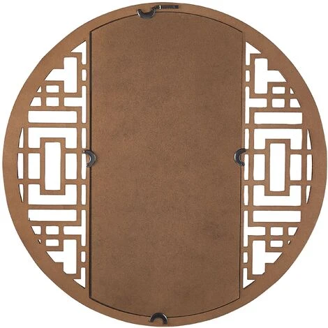 BELIANI Miroir En Bois Solide Bois Clair 60x60 - Bois Clair 5 BELIANI Miroir En Bois Solide Bois Clair 60x60 - Bois Clair – Image 3