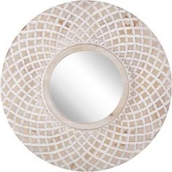 BELIANI Miroir En Bois Solide Bois Clair 60x60 - Bois Clair