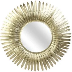 THE HOME DECO FACTORY Miroir Plumes Dorées D53 - Or