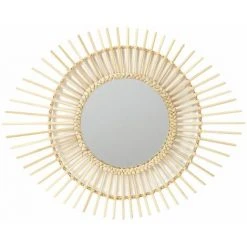 THE HOME DECO FACTORY Miroir Rotin Ovale D58 - Beige