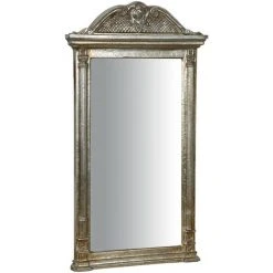 BISCOTTINI MIROIR MURAL EN BOIS FINITIONS ARGENT EFFET VIEILLI FABRIQUÉ EN ITALIE
