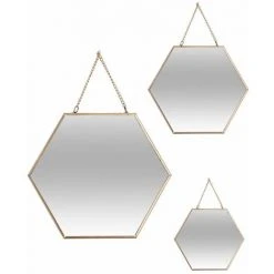 ATMOSPHERA, CRÉATEUR D'INTÉRIEUR Ensemble De 3 Miroirs Hexa Chaîne Or - Or