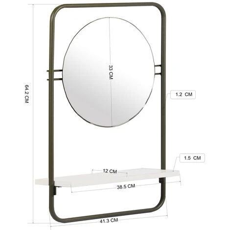 URBAN MEUBLE Miroir Mural Kaki Rond Et Moderne Avec étagère 7 URBAN MEUBLE Miroir Mural Kaki Rond Et Moderne Avec étagère – Image 5