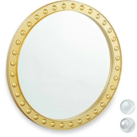 Relaxdays Miroir Mural Rond, Miroir à Accrocher, Salon, Salle De Bain & WC, ∅ Env. 50,5 Cm Avec Cadre, Doré 3 Relaxdays Miroir Mural Rond, Miroir à Accrocher, Salon, Salle De Bain & WC, ∅ Env. 50,5 Cm Avec Cadre, Doré