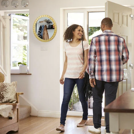 Relaxdays Miroir Mural Rond, Miroir à Accrocher, Salon, Salle De Bain & WC, ∅ Env. 50,5 Cm Avec Cadre, Doré 4 Relaxdays Miroir Mural Rond, Miroir à Accrocher, Salon, Salle De Bain & WC, ∅ Env. 50,5 Cm Avec Cadre, Doré – Image 2