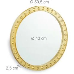 Relaxdays Miroir Mural Rond, Miroir à Accrocher, Salon, Salle De Bain & WC, ∅ Env. 50,5 Cm Avec Cadre, Doré 10 Relaxdays Miroir Mural Rond, Miroir à Accrocher, Salon, Salle De Bain & WC, ∅ Env. 50,5 Cm Avec Cadre, Doré -Miroir Soldes Boutique 31795101 4