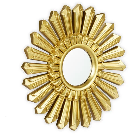Relaxdays Miroir De Décoration Soleil, Lot De 3, Décoration Murale, Avec Suspension, Cadre Plastique, Ø, 25 Cm, Doré 4 Relaxdays Miroir De Décoration Soleil, Lot De 3, Décoration Murale, Avec Suspension, Cadre Plastique, Ø, 25 Cm, Doré – Image 2