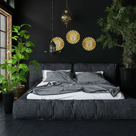 Relaxdays Miroir De Décoration Soleil, Lot De 3, Décoration Murale, Avec Suspension, Cadre Plastique, Ø, 25 Cm, Doré 5 Relaxdays Miroir De Décoration Soleil, Lot De 3, Décoration Murale, Avec Suspension, Cadre Plastique, Ø, 25 Cm, Doré – Image 3