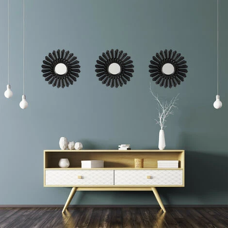 Relaxdays Miroir De Décoration Soleil, Lot De 3, Décoration Murale, Avec Suspension, Cadre Plastique, Ø, 25 Cm, Doré 6 Relaxdays Miroir De Décoration Soleil, Lot De 3, Décoration Murale, Avec Suspension, Cadre Plastique, Ø, 25 Cm, Doré – Image 4
