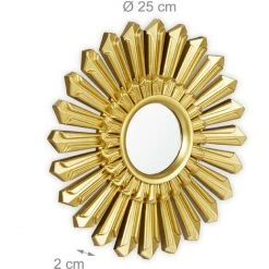 Relaxdays Miroir De Décoration Soleil, Lot De 3, Décoration Murale, Avec Suspension, Cadre Plastique, Ø, 25 Cm, Doré 11 Relaxdays Miroir De Décoration Soleil, Lot De 3, Décoration Murale, Avec Suspension, Cadre Plastique, Ø, 25 Cm, Doré -Miroir Soldes Boutique 31795518 5