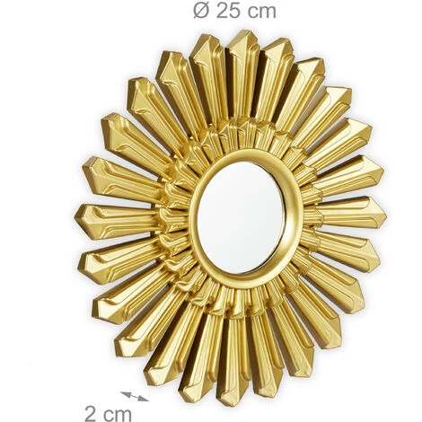 Relaxdays Miroir De Décoration Soleil, Lot De 3, Décoration Murale, Avec Suspension, Cadre Plastique, Ø, 25 Cm, Doré 7 Relaxdays Miroir De Décoration Soleil, Lot De 3, Décoration Murale, Avec Suspension, Cadre Plastique, Ø, 25 Cm, Doré – Image 5
