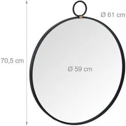 Relaxdays Miroir Rond, Mural, Moderne, à Suspendre, Ø 61 Cm, Métal, Pour Couloir, Salon, Salle De Bain, Chambre, Noir 11 Relaxdays Miroir Rond, Mural, Moderne, à Suspendre, Ø 61 Cm, Métal, Pour Couloir, Salon, Salle De Bain, Chambre, Noir -Miroir Soldes Boutique 31803350 5