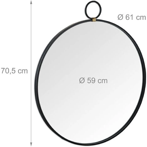 Relaxdays Miroir Rond, Mural, Moderne, à Suspendre, Ø 61 Cm, Métal, Pour Couloir, Salon, Salle De Bain, Chambre, Noir 7 Relaxdays Miroir Rond, Mural, Moderne, à Suspendre, Ø 61 Cm, Métal, Pour Couloir, Salon, Salle De Bain, Chambre, Noir – Image 5