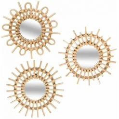 ATMOSPHERA, CRÉATEUR D'INTÉRIEUR Lot De 3 Miroirs Rotin Soleil D28 - Beige