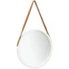 DéCOSHOP26 Miroir Mural Avec Sangle Marron 50 Cm Bois Blanc - Marron 1 DéCOSHOP26 Miroir Mural Avec Sangle Marron 50 Cm Bois Blanc - Marron -Miroir Soldes Boutique 32510424 1