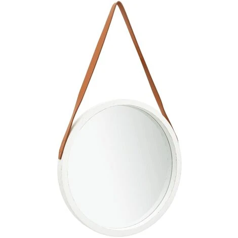 DéCOSHOP26 Miroir Mural Avec Sangle Marron 50 Cm Bois Blanc - Marron 3 DéCOSHOP26 Miroir Mural Avec Sangle Marron 50 Cm Bois Blanc - Marron