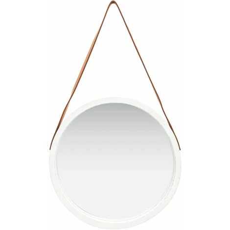 DéCOSHOP26 Miroir Mural Avec Sangle Marron 50 Cm Bois Blanc - Marron 4 DéCOSHOP26 Miroir Mural Avec Sangle Marron 50 Cm Bois Blanc - Marron – Image 2