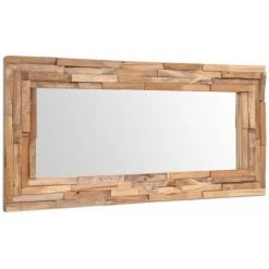 DéCOSHOP26 Miroir Mural Rectangulaire Teck Marron Et Verre 120 X 60 Cm - Marron -Miroir Soldes Boutique 32510429 3