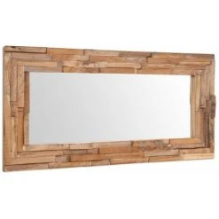 DéCOSHOP26 Miroir Mural Rectangulaire Teck Marron Et Verre 120 X 60 Cm - Marron -Miroir Soldes Boutique 32510429 4