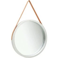 DéCOSHOP26 Miroir Mural Avec Sangle Marron 60 Cm Bois Argenté - Marron -Miroir Soldes Boutique 32510433 2