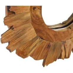 DéCOSHOP26 Miroir Mural 40 Cm Teck Rond Motif De Pétales Bois - Noir -Miroir Soldes Boutique 32510436 5