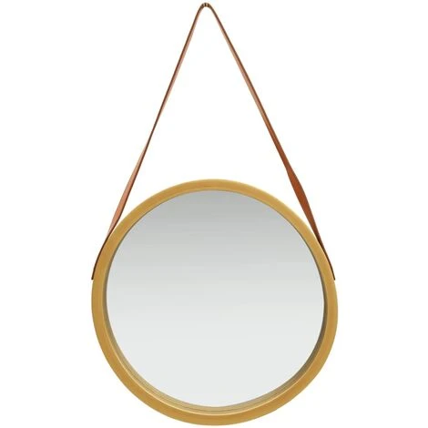 DéCOSHOP26 Miroir Mural Avec Sangle Marron 50 Cm Bois Doré - Marron 4 DéCOSHOP26 Miroir Mural Avec Sangle Marron 50 Cm Bois Doré - Marron – Image 2