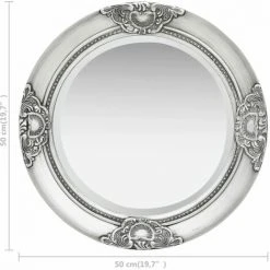 DéCOSHOP26 Miroir Mural Rond Style Baroque 50 Cm Argenté - Argentéer -Miroir Soldes Boutique 32510459 5