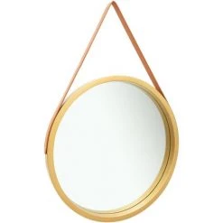 DéCOSHOP26 Miroir Mural Avec Sangle Marron 60 Cm Bois Doré - Marron -Miroir Soldes Boutique 32510501 2