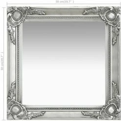DéCOSHOP26 Miroir Mural Carré Style Baroque 50x50 Cm Argenté - Argentéer 11 DéCOSHOP26 Miroir Mural Carré Style Baroque 50x50 Cm Argenté - Argentéer -Miroir Soldes Boutique 32510502 5
