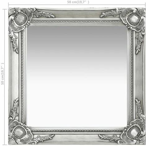 DéCOSHOP26 Miroir Mural Carré Style Baroque 50x50 Cm Argenté - Argentéer 7 DéCOSHOP26 Miroir Mural Carré Style Baroque 50x50 Cm Argenté - Argentéer – Image 5