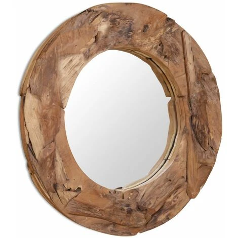 DéCOSHOP26 Miroir Mural Décoratif Rond Teck Marron 80 Cm - Marron 7 DéCOSHOP26 Miroir Mural Décoratif Rond Teck Marron 80 Cm - Marron – Image 5