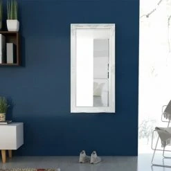 DéCOSHOP26 Miroir Mural Style Baroque 120 X 60 Cm Blanc - Blante -Miroir Soldes Boutique 32510523 2